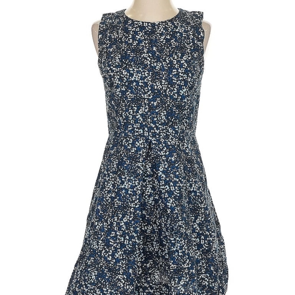 Linen Cotton Sleeveless Blue A Line Dress Size 4